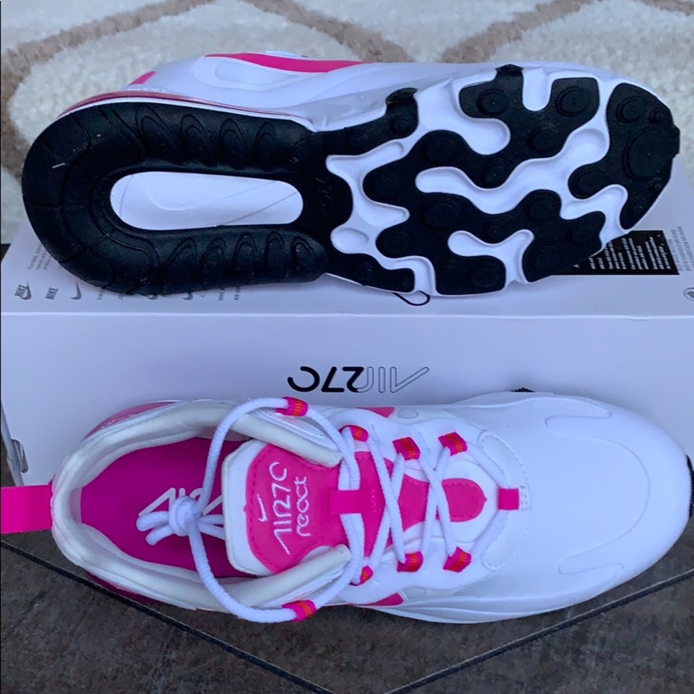 NIKE W AIR MAX 270 REACT WHITE/FIRE PINK-TEAM ORAN - Picture 3 of 16